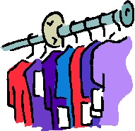 clipart of clothes hung up in hanger on a rack